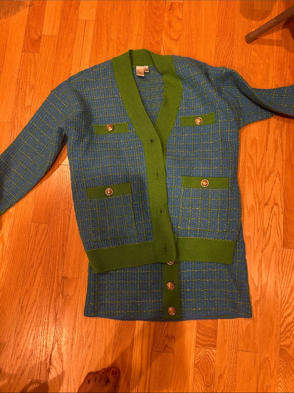 Blue and Green Tweed skirt set